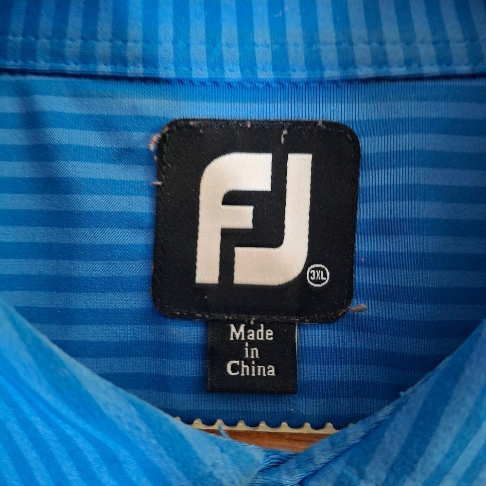 FootJoy Polo Shirt Men's 2XL Blue Striped Morris Country Golf Club ProDry - Picture 4 of 8